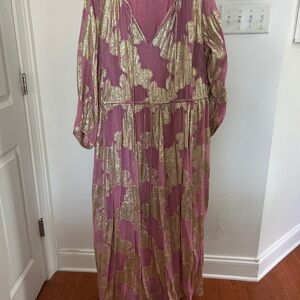Elegant Gold and Pink Maxi Dress